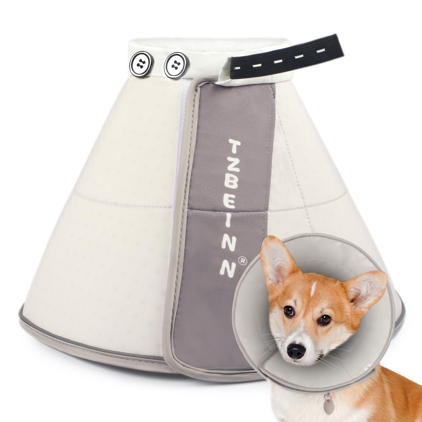 Photo 1 of Soft Dog Cone Collar Alternative, Comfortable Elizabethan Dog Neck Pillow Cone for Extra Medium Dogs (Shiba Inu Corgi Beagle), Protective Adjustable Head Recovery Cone After Surgery Anti Licking