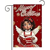 BlissYard Christmas Garden Flag 12x18 Inches - Double-Sided Angel Reading Christmas Blessing Design, Weatherproof Outdoor Decoration for Lawn, Patio, and Garden