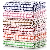 LAZI Kitchen Dish Towels, 16 Inch x 25 Inch Bulk Cotton Kitchen Towels, 6 Pack Dish Cloths for Dish Rags for Drying Dishes Clothes and Dish Towels