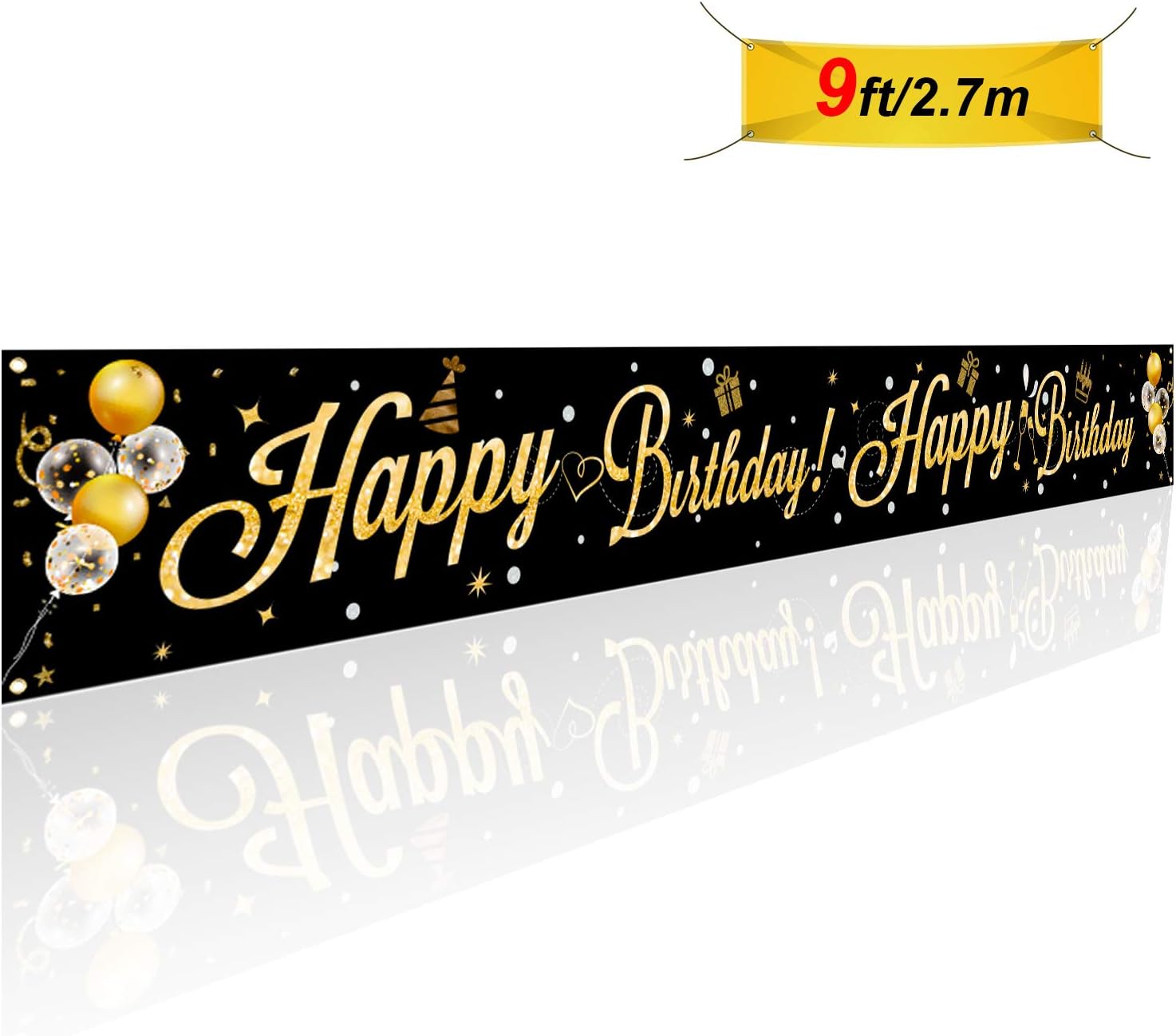 1 2 Pieds 9 Howaf Grande Joyeux Anniversaire Banniere En Tissu Happy Birthday Banner Guirlande Or Noir Decorations De Fete Danniversaires Pour Enfants Adultes Decorations Fournitures De Loisirs Creatifs