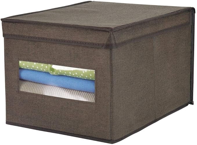 mDesign Caja de almacenamiento apilable con ventana para el armario y
