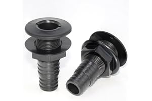 YOQVQOY 2Pcs Thru Hull Fitting(1"), Marine Through Hull Connector Fitting for Boats, Black