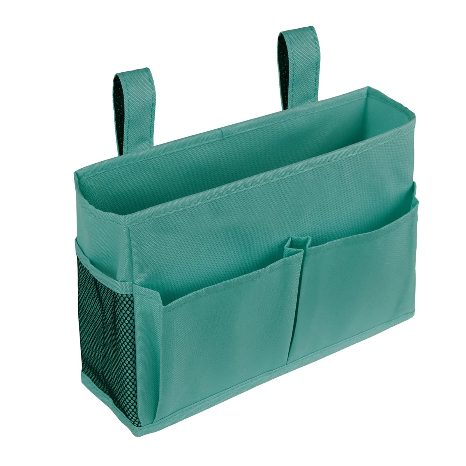 ELEZAY Bedside Caddy 600D Oxford Hanging Large Capacity Bedroom Organiser with 4 Pockets Hook-and-Loop Fastener Straps for Dorm Bunk Bed Crib Stroller 29x20x10CM, Teal