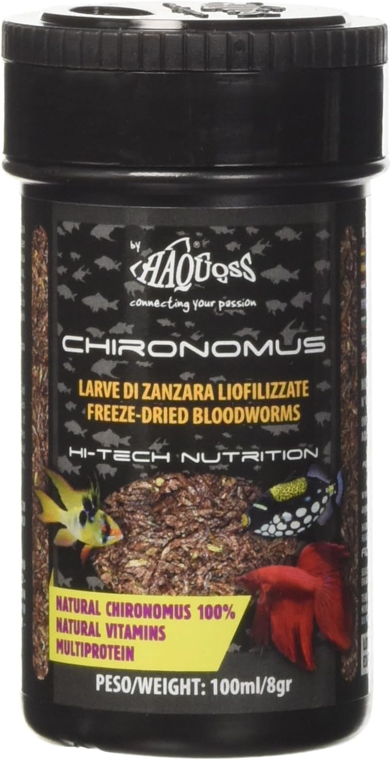 Haquoss Chironomus Natural Freeze Dried Food for Freshwater and Marine Fish 100ml/7gr, 8 g (Pack of 1)