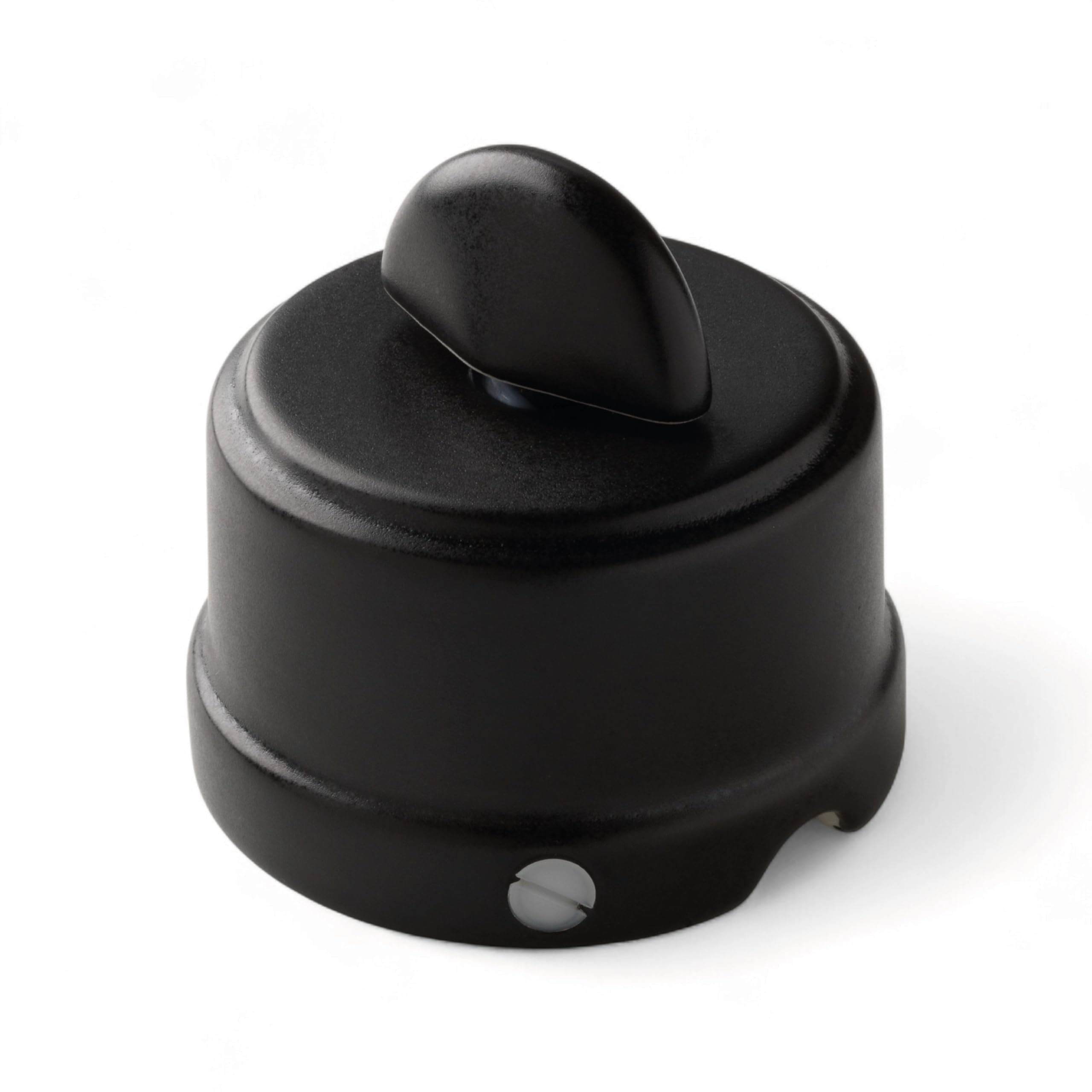 Klartext Belle ÉPOQUE Vintage Style Rotating Button for Installation with Textile Cable - Fine Bone China - Matte Black