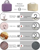 BAGSMART Large Hanging Toiletry Bag Purple Cosmetic Organizer 28x19x8cm view 6