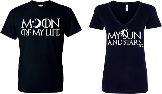 Amazon Com Moon Of My Life My Sun And Stars Got T Shirt Set Of 2 Couple Matching Shirts Black New Clothing