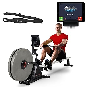 Sportstech 2in1 Profi Rudergerät mit 16 fachem Luft-und Magnetbremssystem, Smartphone App, 4 Puls-+ 12 Trainings-Programme, R