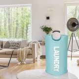 Maxsilan 125L X-Large Laundry Basket Freestanding Collapsible Light Blue view 8
