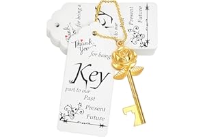 Aokbean Bulk 100 Rose Flower Shaped Keys Wedding Favors Gift for Guest Bulk Skeleton Key Bottle Opener with Card and Chain fo