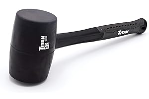 Titan 63232 32oz Rubber Mallet, Non-marking Double-faced Solid Head, 15" Shock Absorbing Fiberglass Handle with Textured Grip