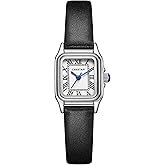 CHEETAH Women’s Leather Strap Watch, with Small Vintage Rectangular Case, Roman Dial