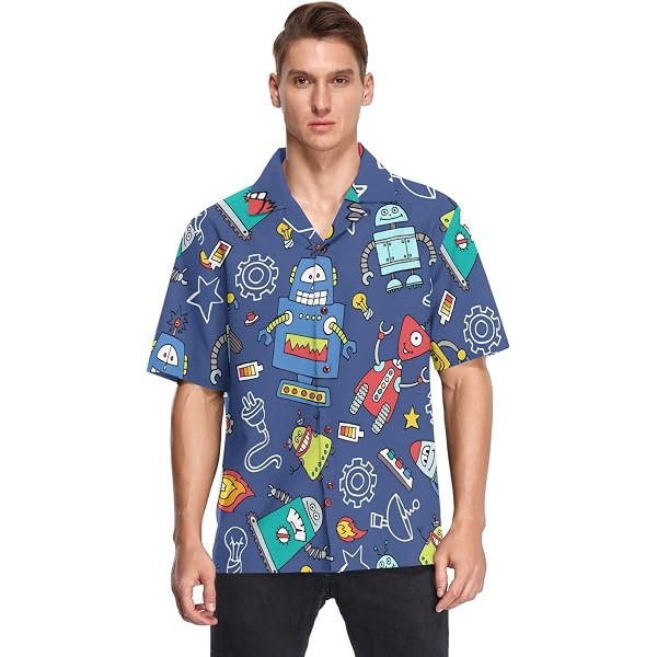 Men's Ladybug Pattern Hawaiian Shirt - Short Sleeve Button Down, Quick Dry, Multicolor