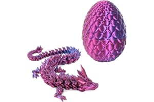 DITIP 3D Printed Dragon, Easter Dragon Eggs with Dragon Inside with Wings, Fidget Animals Surprise Toy Decor Gift for Table Home Office Room (Gradient Purple)