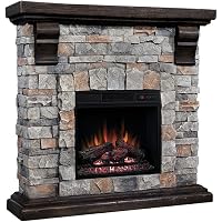 Amazon.com: Muskoka 42 Sable Mills Grey Faux Stone Mantel Electric  Fireplace : Home u0026 Kitchen