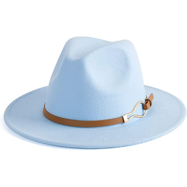 Fashionable Wide Brim Felt Fedora Hat With Ring Belt Morocco
