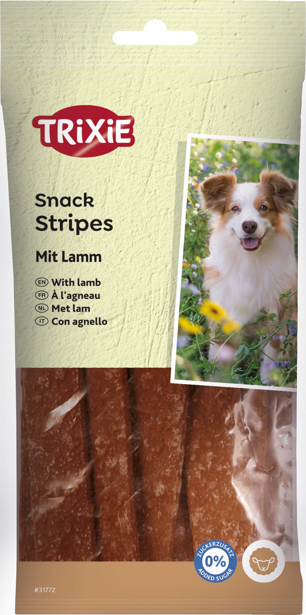 TRIXIE Snack Stripes – Dog Snacks with Lamb – No Added Sugar – 10 Snacks – 100 g Package Weight – 31772