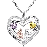 Zoeniya Best Gifts for Sister June November Birthstone Necklace Always My Sister Forever My Friend Alexandrite Citrine Jewelry Christmas Valentine Mothers Day Birthday Gifts for Women