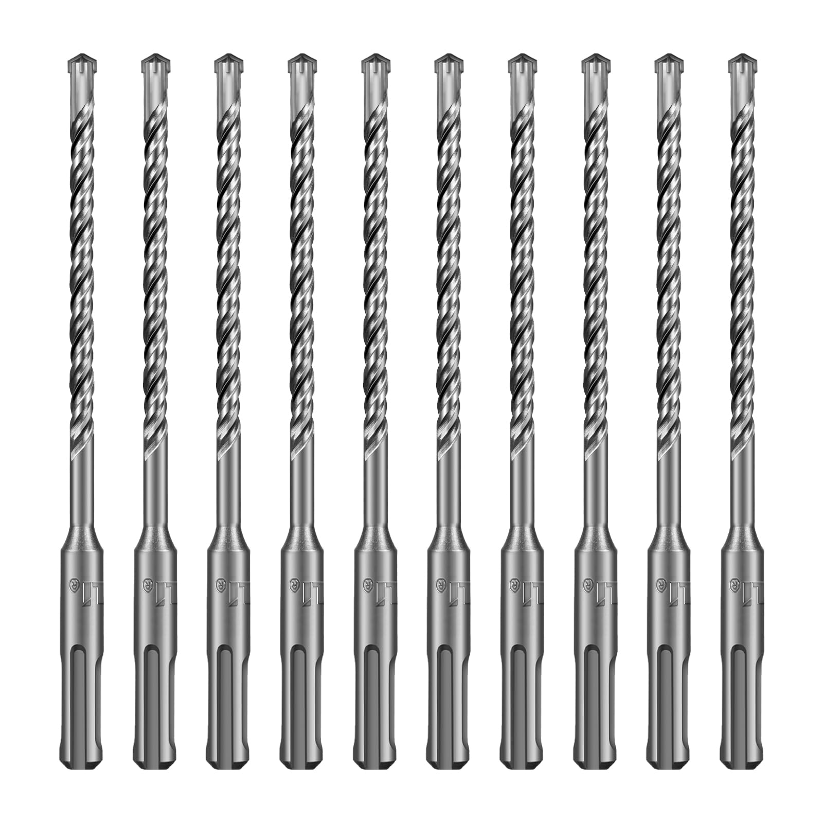 SALI 10PCS SDS Plus Rotary Hammer Drill Bit Concrete Drill Bit Kit Double Thread 4-Cutter Tungsten Carbide Tip Fully Hardened Tool for Concrete, Brick, Cement Walls,Stone 6mm x 160mm Cross Drill Bits
