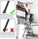 BONTEC 2 Step Ladder Folding Steel Step Stool 150kg Anti-Slip Pedals view 2