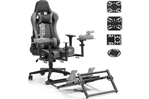 Anman X56 Flight Simulator Cockpit with Pedal Support, Joystick and Hotas Chair Mount Fit for Thrustmaster A10C Hotas Warthog/Logitech X52, Multifunctional Game Chair (Electronics Not Included)