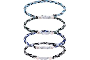 JEANUE 4 Pieces Baseball Necklaces for Boys,Three Braided Rope Tornado Sports Titanium Necklaces,Baseball Accessories Drip