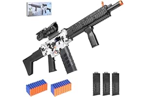 PIXATA Realistic Sniper Rifle Toy Guns for Nerf Guns Bullets, Electric Foam Blaster Toy Set with Scope, 100 Soft Darts and 3 Magazines, Kids Semi Automatic Machine Toy Gun for Boys 8-12 Old