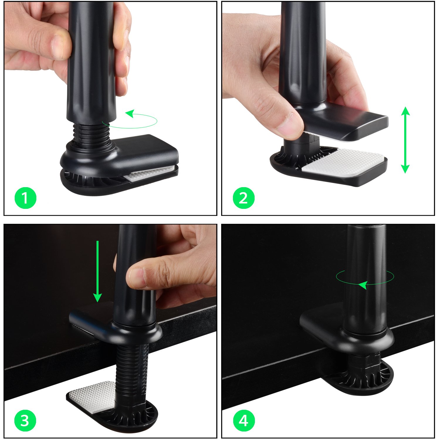Flexible Phone Stand with Clamp Mount for iPhone and Samsung,Weifan Long Arm Aluminum Gooseneck 360 Rotating Bracket Universal Lazy Phone Holder for CounterTop,Bed or Desk(Black)