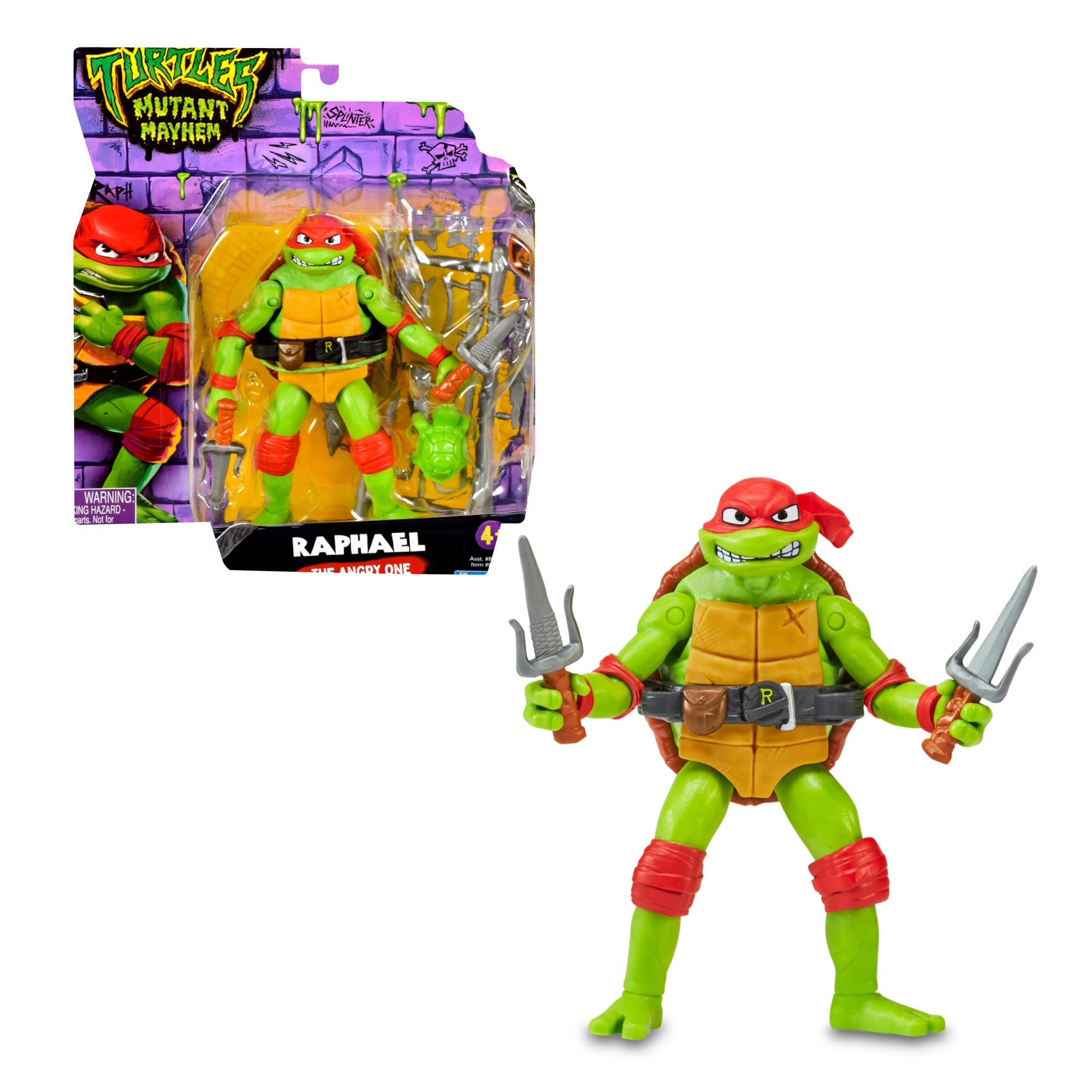 Giochi Preziosi - Raphael Ninja Turtles Mutant Chaos, Raphael in Articulated Action Figure Version 12 cm, Character with Combat Weapons, for Children from 4 Years