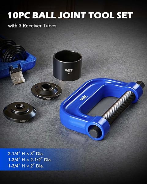 ORION MOTOR TECH BALL JOINT PRESS KIT, HEAVY DUTY BALL JOINT REMOVAL TOOL KIT WITH 4X4 ADAPTERS, FOR MOST 2WD AND 4WD CARS AND LIGHT TRUCKS