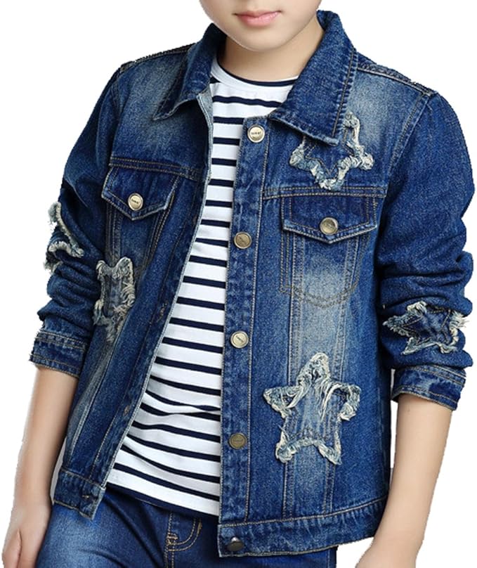 girls distressed denim jacket