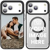 Cardking Personalized Magnetic Phone Case for iPhone X-18 Series (Black) | Personalized translucent matte slim cover with magnetic compatibility and shockproof protection, custom picture gift, black