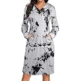 Kimmery Long Sleeve Dress for Women Lightweight Kangaroo Pocket Hoodie Dress Fall Sweatshirts for Women