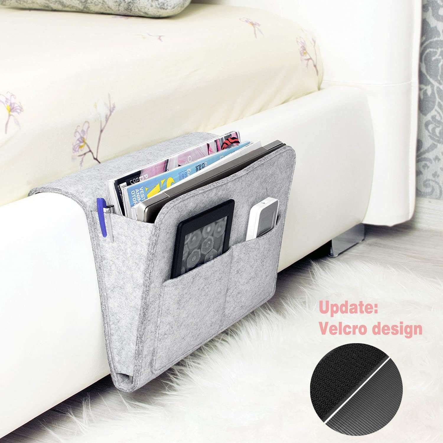 Pazalor Bedside Storage Pocket,Felt Hanging Organizer Bag Sofa Bed