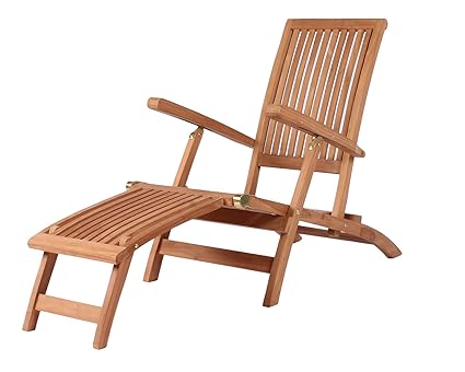 Mr. Deko Teak Deckchair Yacht Teak - Bear Chair - Liegestuhl - Relaxliege - Gartenliege - Outdoormöbel - Teakholz - für Balko