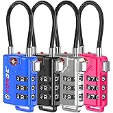 Forge TSA Approved Luggage Locks, Open Alert Cable Lock, 4 Colors, 4 Pack | TSA Approved, TSA Open Alert, Advanced TSA008 Lock Core, Resettable, Flexible Cable, Zinc Alloy Body, Large White Numbers