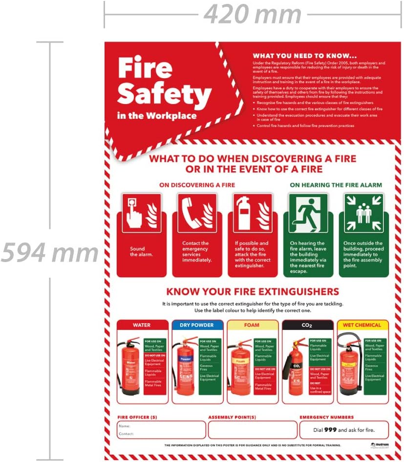 Fire Safety in the Workplace, Health and Safety Posters, A2 (420mm x 594mm), Laminated - Image 3