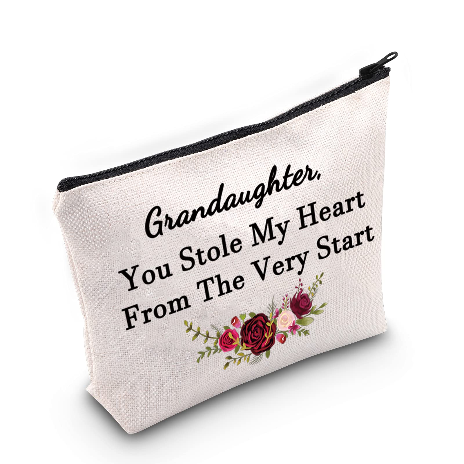 LEVLO Funny Granddaughter Gifts Grandaughter You Stole My Heart From The Very Start Makeup Bags Granddaughter Birthday Gifts, Grandaughter You Stole My Heart