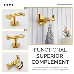 Angle Simple Towel Double Hook Brushed Gold 2