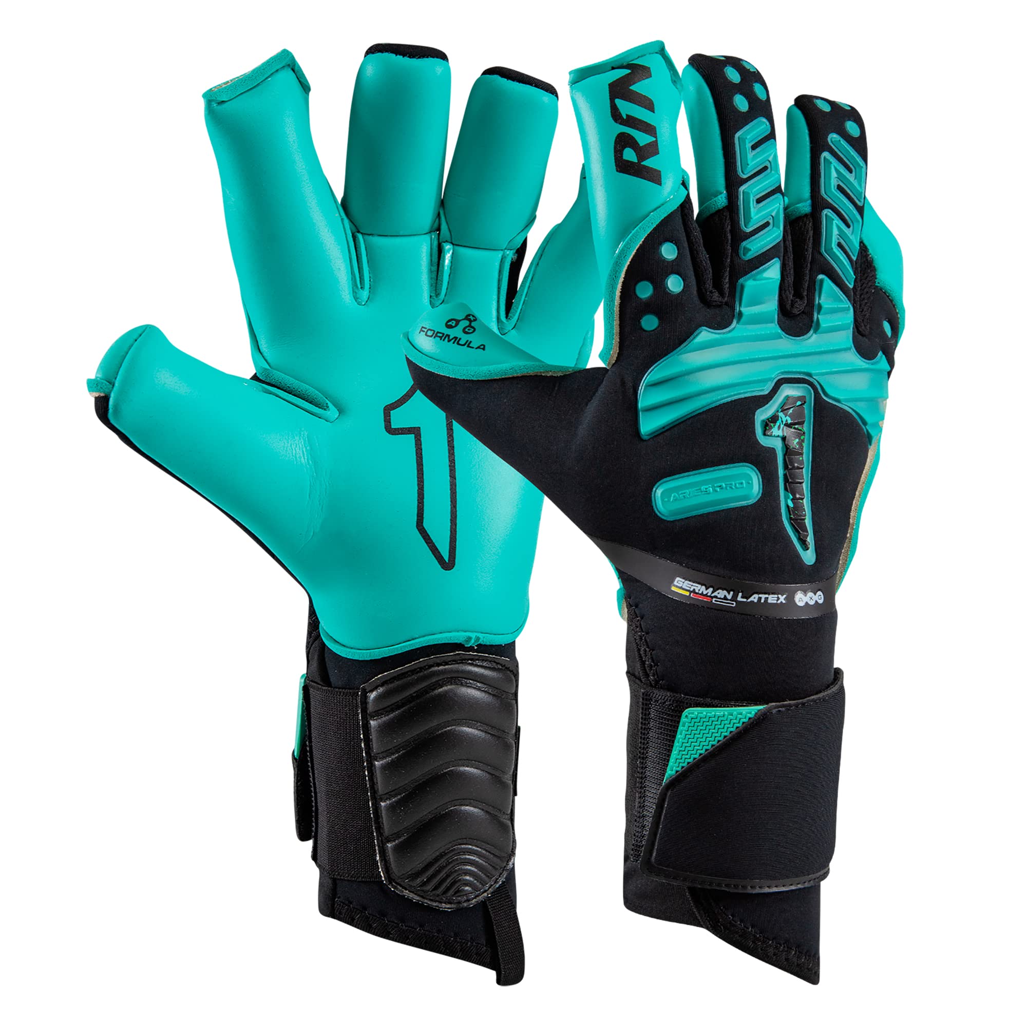 Rinat Aries Pro Goalkeeper Gloves, Turquoise, Adult, Unisex, Size 7
