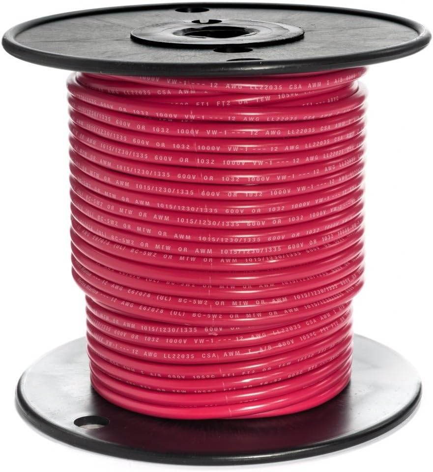 EWCS 12 AWG (UL) Marine Grade Primary Tinned Copper Wire 600 Volts - Red - 100 Feet - Made in USA : Sports & Outdoors
