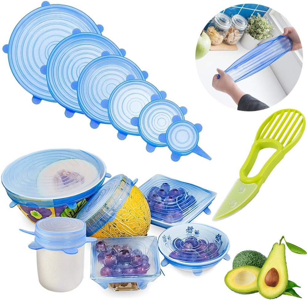 Kuke Silicone Stretch Lids,Set of 6 Multi Size Reusable Silicone Lids