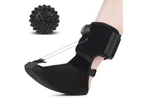 ACANKN Plantar Fasciitis Night Splint Sock - Hook Knob Adjustment Extended Support Plate with Massage Ball - Relief for Plantar Fasciitis Heel Pain Achilles Tendonitis - Secure Fit for Men Women Black Medium