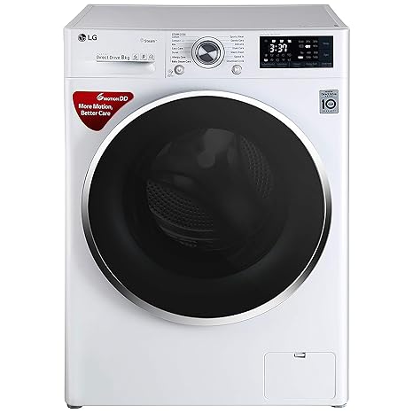 LG 8 kg Inverter Fully-Automatic Front Loading Washing Machine (FHT1208SWW, White, Inbuilt Heater)