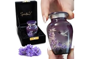 SPIRITWIND Beautiful 2.9" Hummingbird Keepsake Urn with Premium Gift Box, Velvet Bag & Funnel - Artist Designed Small Urn for Ashes for Women - Beautifully Presented Small Urns for Human Ashes Keepsake Size