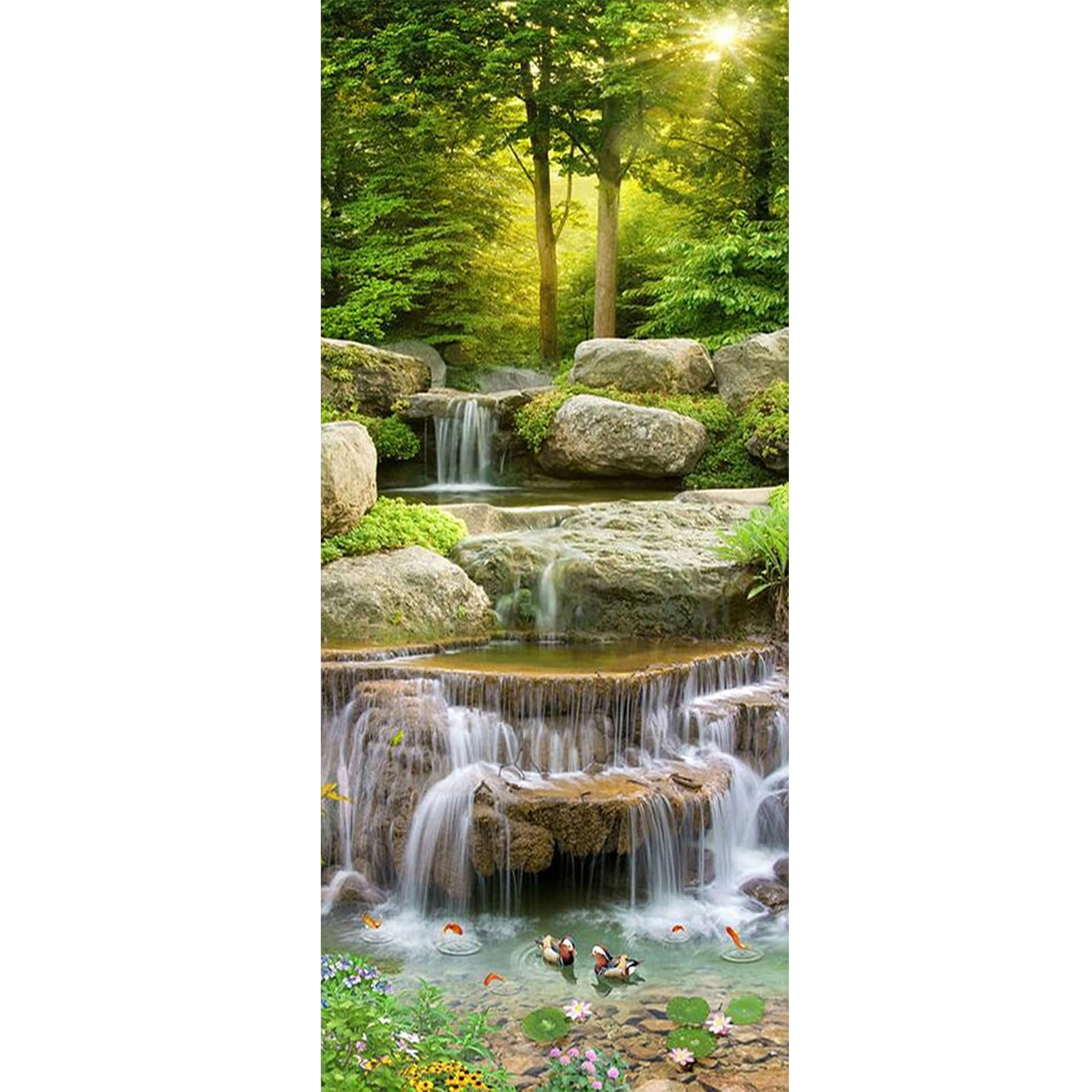 SHEGZHUC Diamond Art Waterfall Scenery 50 x 110 cm Waterfall Diamond Painting Forest Diamond Painting Tree Sunrise Crystal Art Diamond Painting Sunset Diamond Art Flowers Diamond Painting Landscape