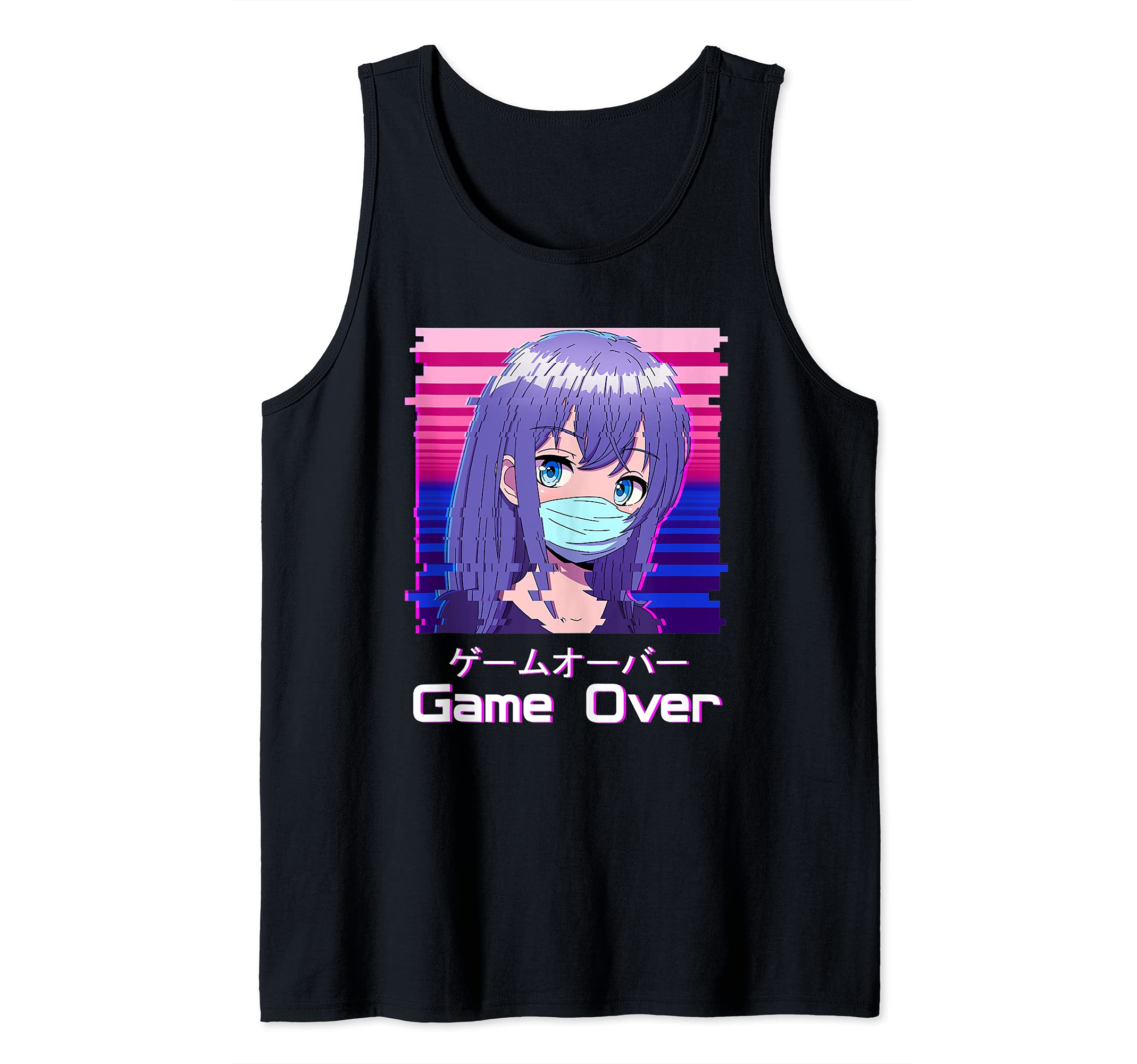 Japanische Vaporwave Anime Girl Game Over Anti Social Tank Top