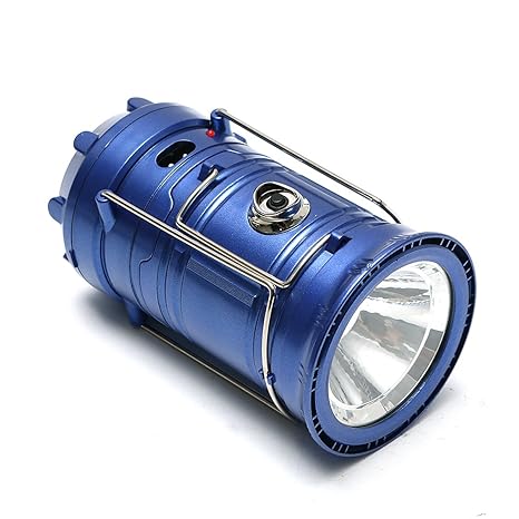 The Guru Shop Torch LED Rechargeable Multi-Functional Solar Camping Lamp LED Solar Emergency Light Lantern + USB Mobile Charging Point, 2 Power Source Solar, Battery; Travel Camping Lantern