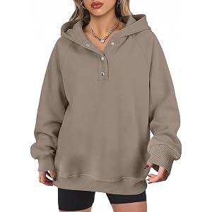 ANRABESS Womens Oversized Hoodies V Neck Henley Sweatshirts | Long Sleeve Button Pullover, Soft Cozy Fleece Warm Fabric, Casu
