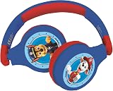 LEXIBOOK Paw Patrol 2-in-1 Bluetooth Kids Headphones Chase Marcus Blue Red view 4